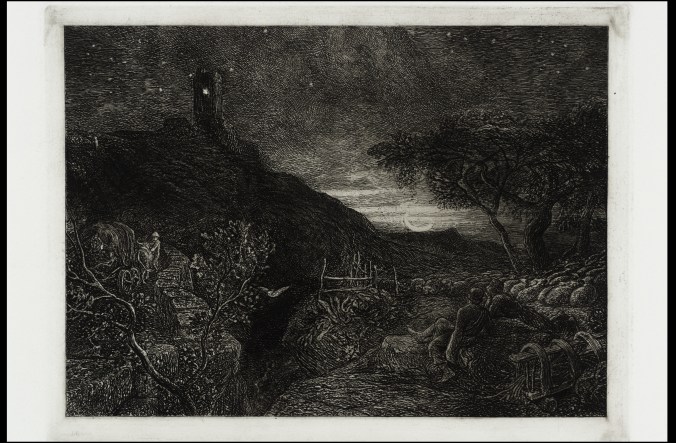 Samuel Palmer, The Lonely Tower (1879), inspiration for Yeats's 'The Phases of the Moon' and most of Yeats's tower poetry.